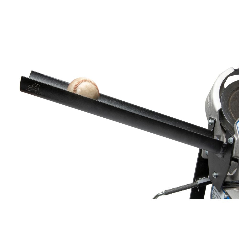 Perfect Timing™ Extended Pitching Machine Chutes for Junior Hack Attack Pitching Machines Side View With Baseball