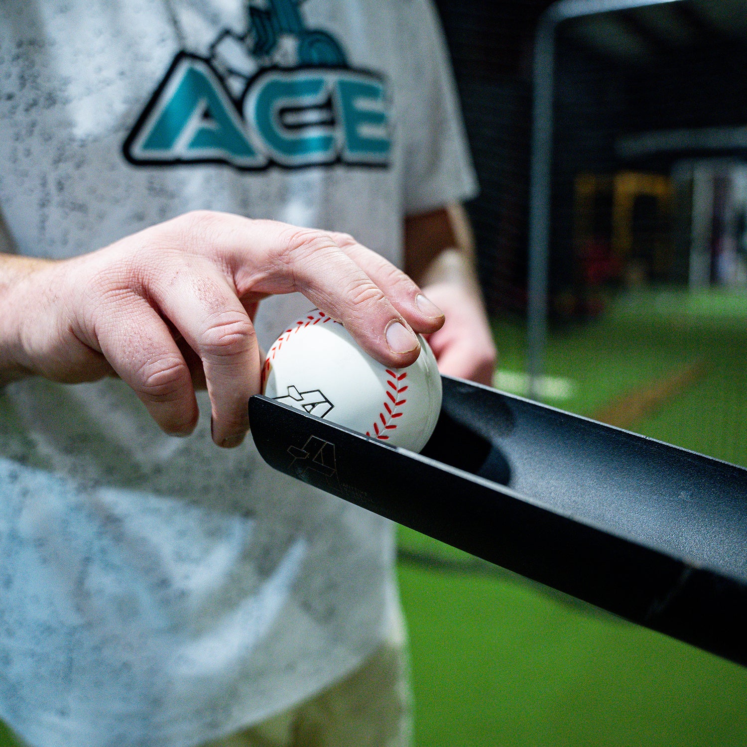 VeloMax Foam Pitching Machine Balls with Sunken Seams Close Up Shot 