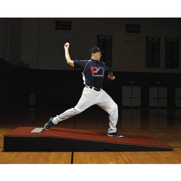 10" Collegiate Portable Indoor Pitching Mound Side View With Player