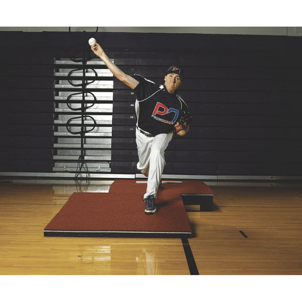 10" Two-Piece Indoor Baseball Pitching Mound Clay Front View With Player