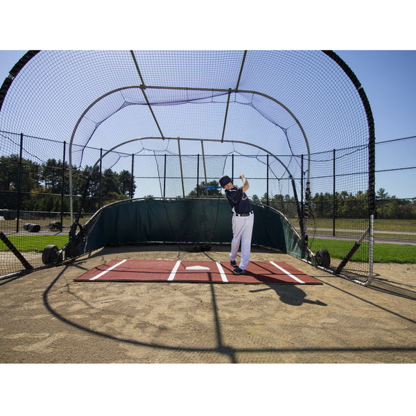 12' x 6' Lined Baseball Batting Mat Pro Clay With Player Front View