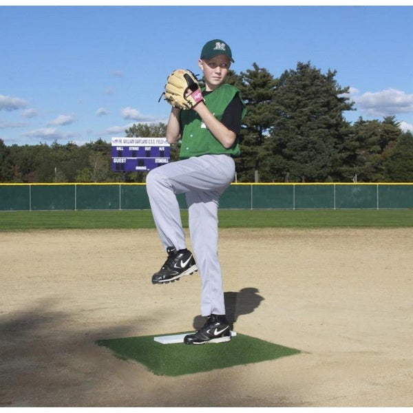 4" Youth League Portable Pitching Mound Green with Pitcher Ready to Throw Ball
