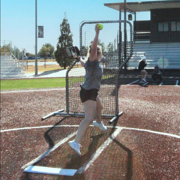 7' x 5' Commercial Z Screen for Baseball & Softball Rear View With Pitcher