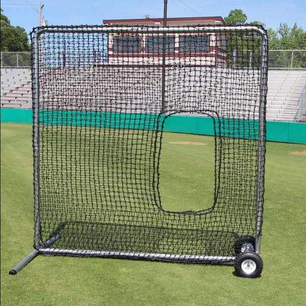7' x 7' Premier Softball Pitching Screen with Wheels without Padding