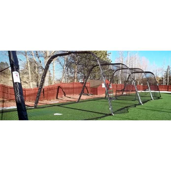 BATCO Indoor and Outdoor Foldable Batting Cage with Net #42 Braided Nylon backyard installed view