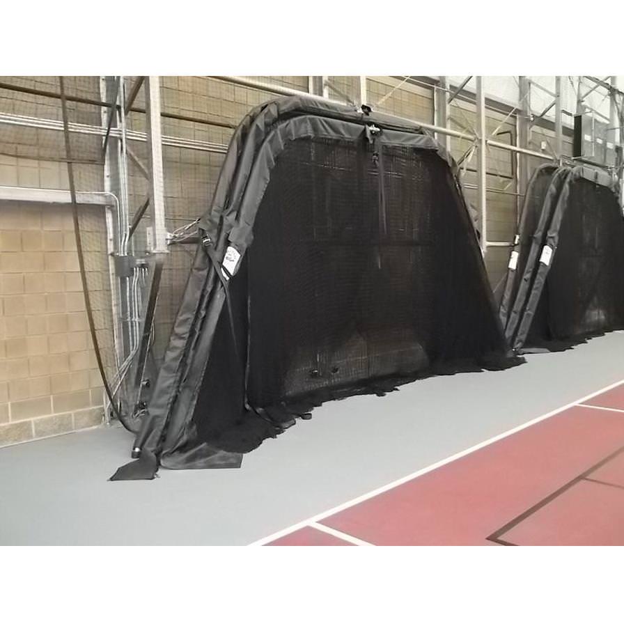 BATCO Indoor and Outdoor Foldable Batting Cage with Net #42 Braided Nylon collapsed up close view
