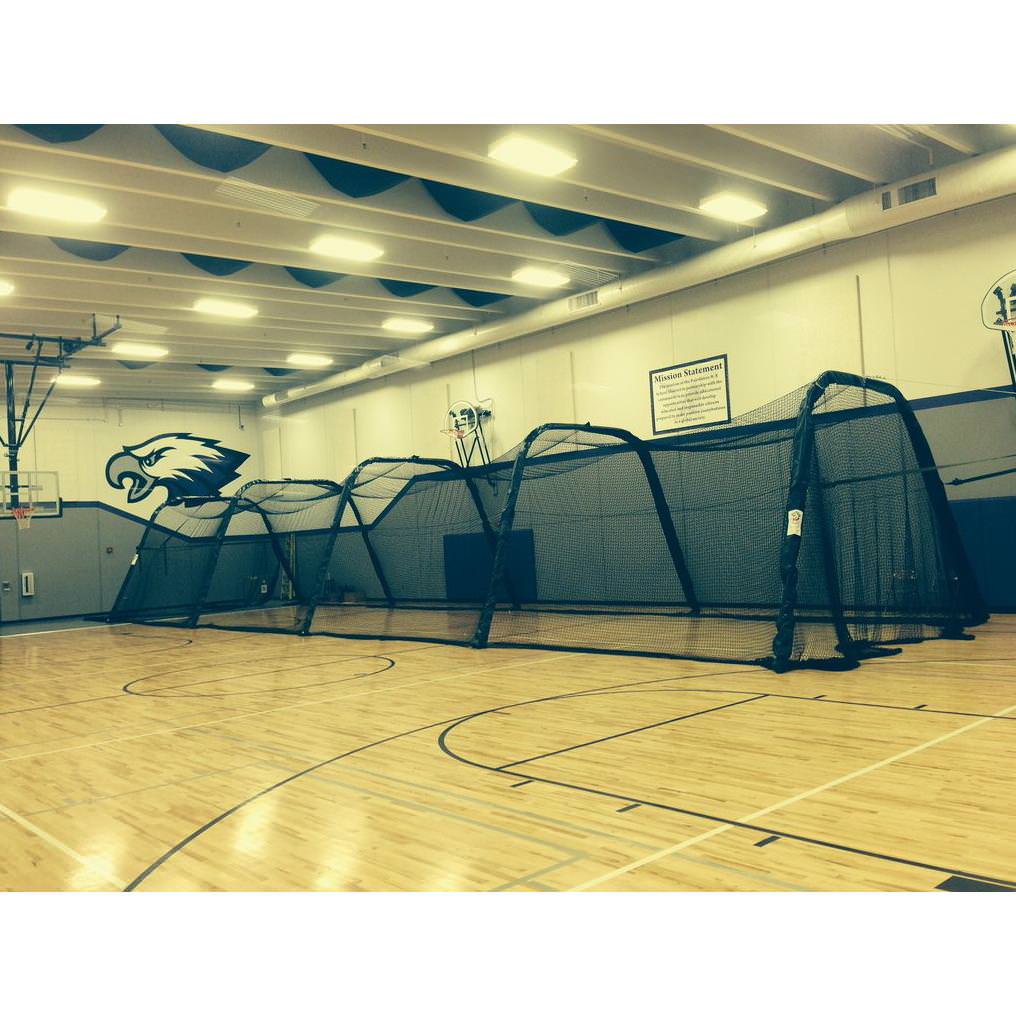 BATCO Indoor and Outdoor Foldable Batting Cage with Net #42 Braided Nylon indoor full length view