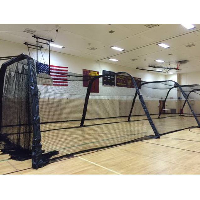 BATCO Indoor and Outdoor Foldable Batting Cage with Net #42 Braided Nylon indoor up close view