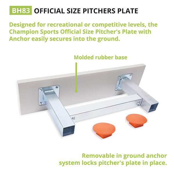 Champion Sports Official Size Pitchers Plate with Anchor in white background with description