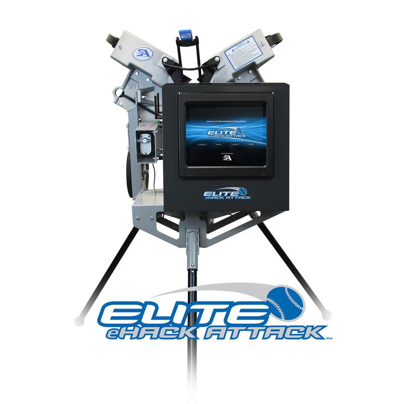 Elite eHack Attack Pitching Machine for Baseball rear view
