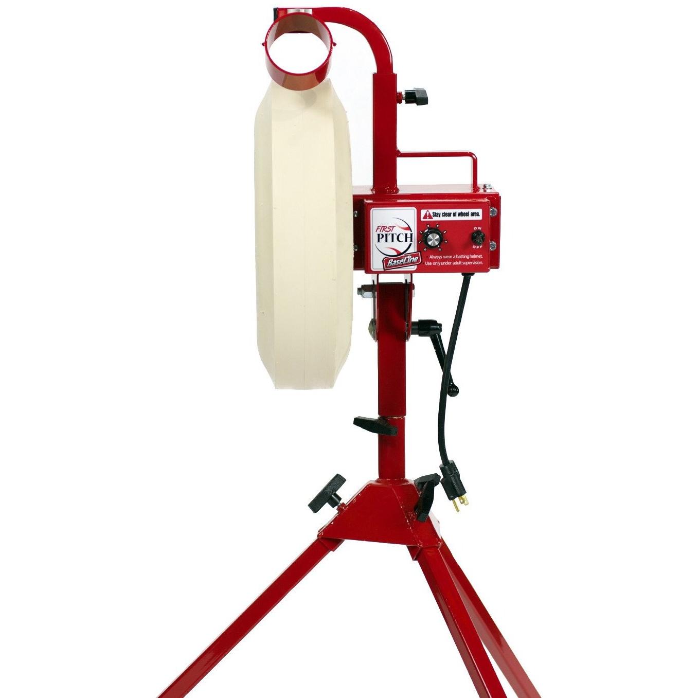 First Pitch Baseline Pitching Machine For Baseball and Softball Left Side View