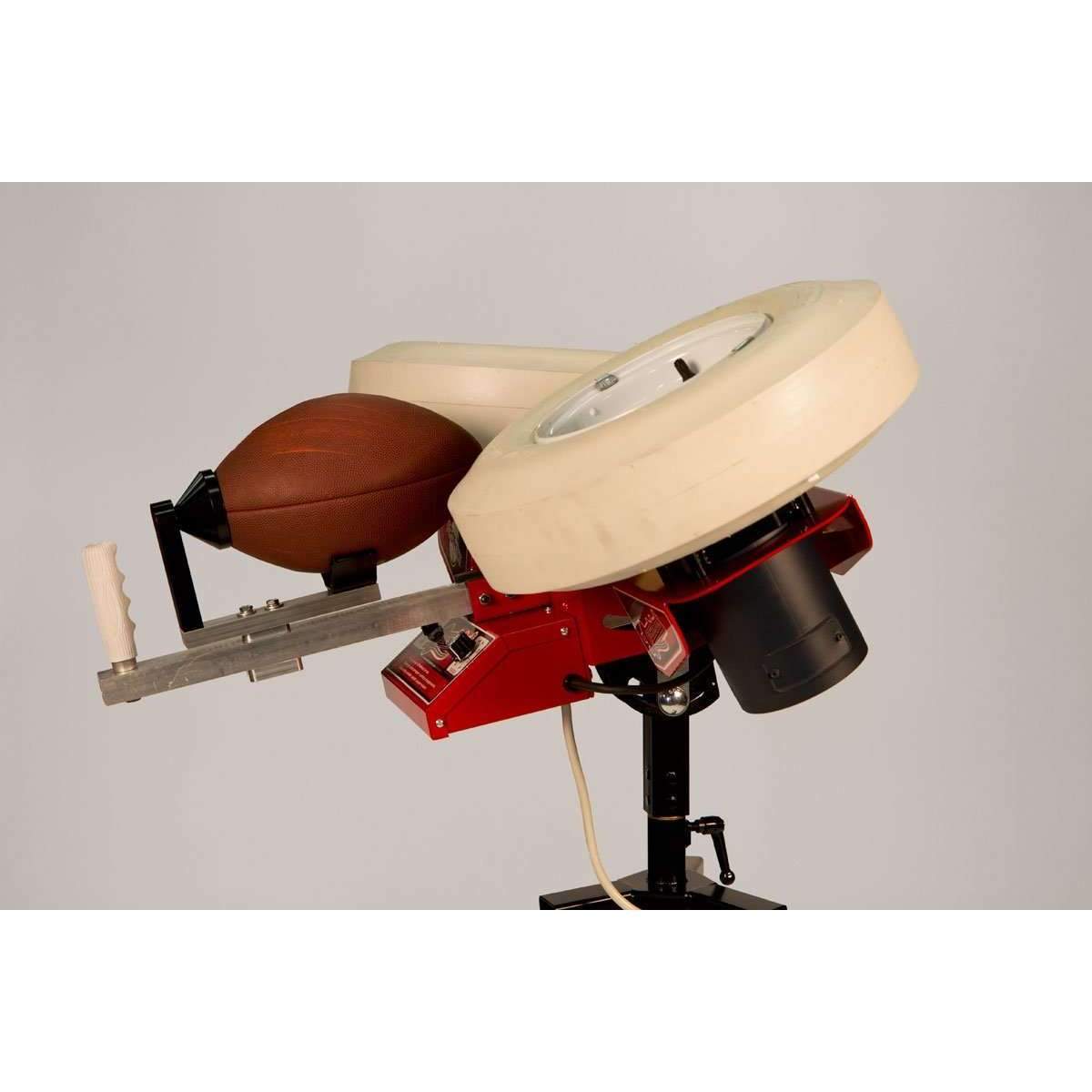 First Pitch Quarterback Football Throwing Machine Closeup Right Side View