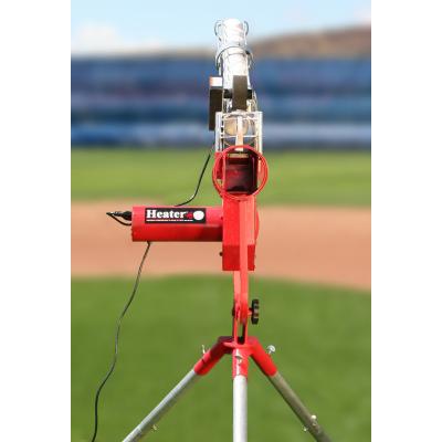 Heater Pro Real Curveball Pitching Machine with Ball Feeder front angle view