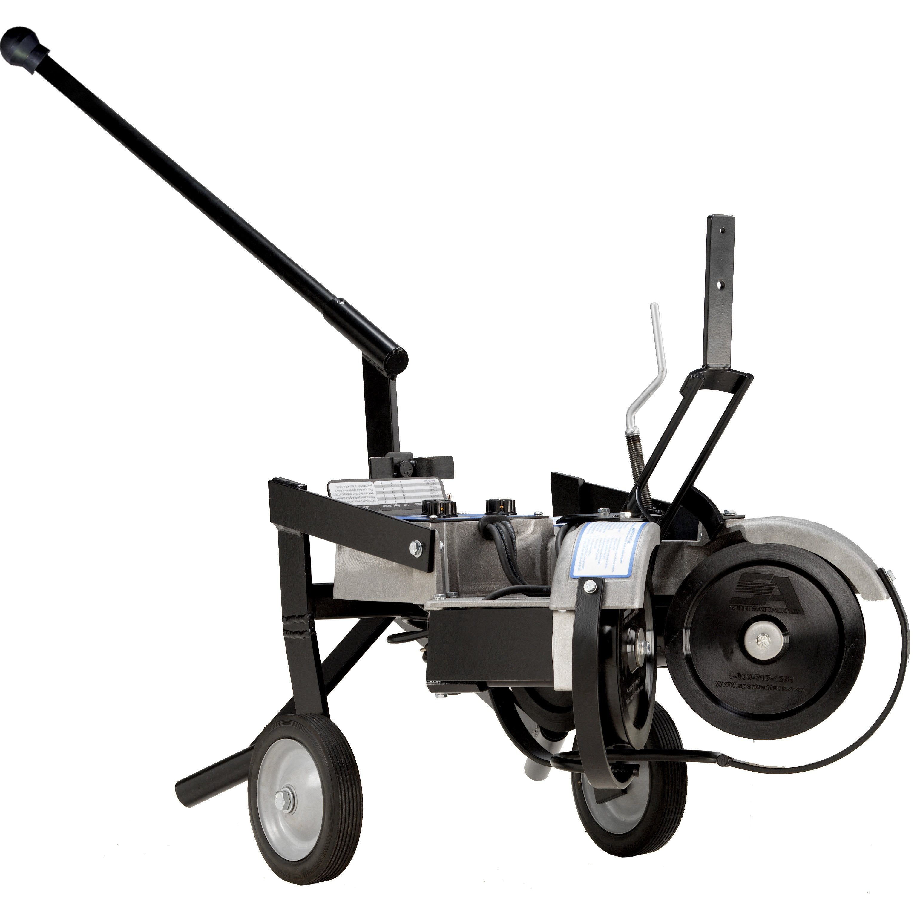 Jr. Hack Attack Three Wheel Pitching Machine portable on transport wheels