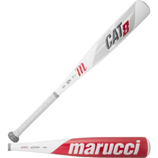 Marucci CAT 8 -10 Junior Big Barrel Baseball Bat horizontal and diagonal view