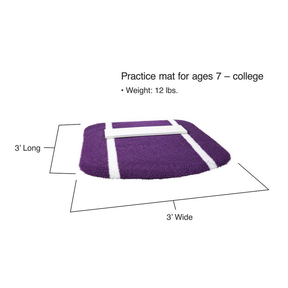 Paisley's Throw Down Softball Pitching Mat purple with dimensions