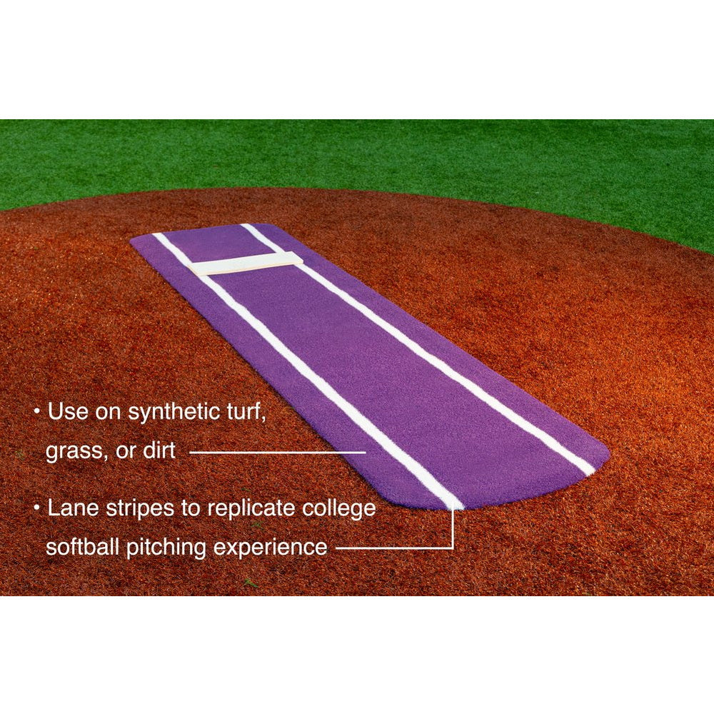 Paisley's Ultimate Spiked Softball Pitching Mat purple diagonal with features