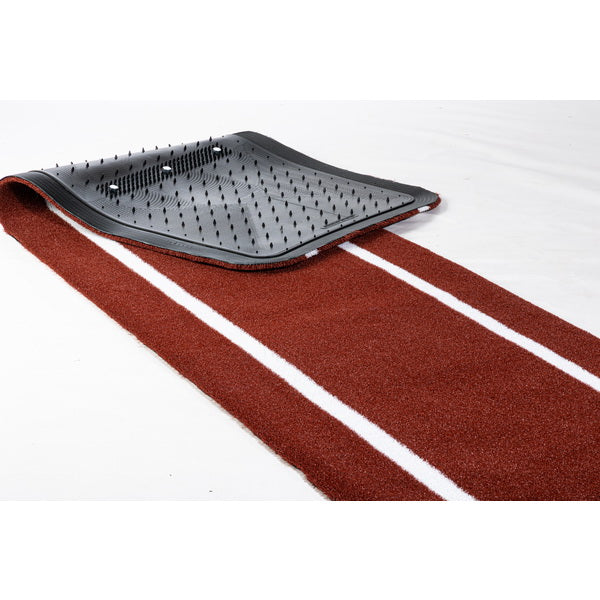 Paisley's Signature Non-Skid Softball Pitching Mat with Spikes red folded bottom view