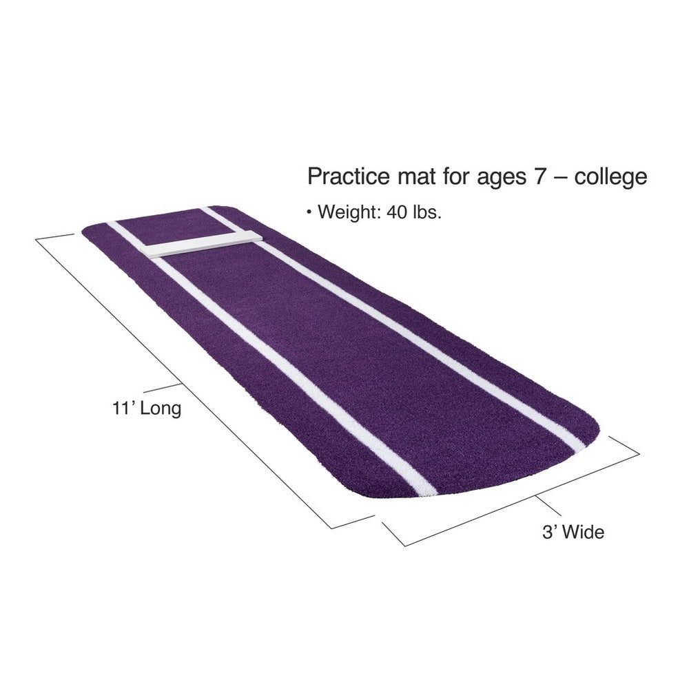Paisley's Signature Softball Pitching Mat with Power Line purple with dimensions