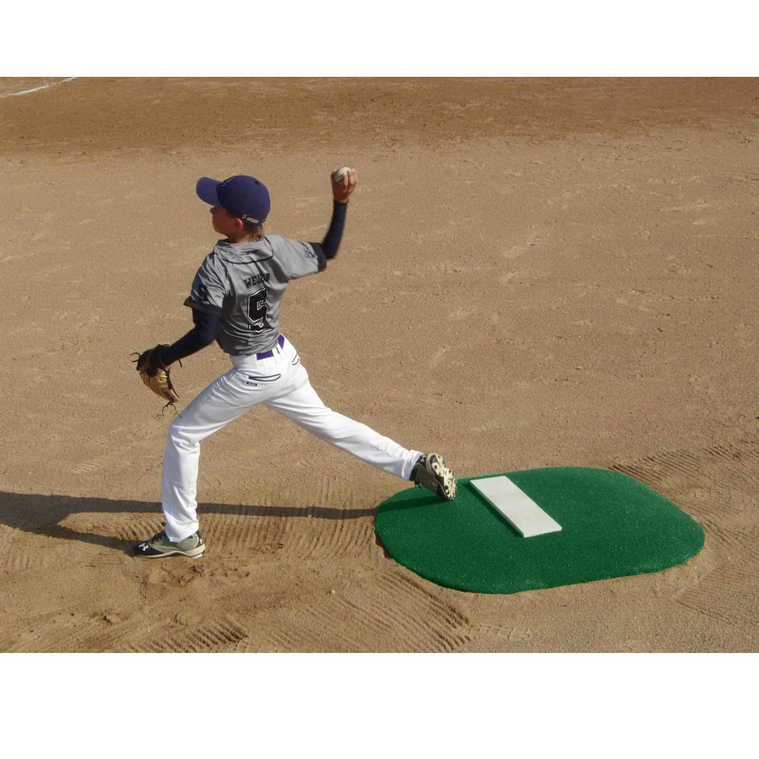PortoLite 4" Youth Portable Baseball Pitching Mound green turf kid pitching off mound