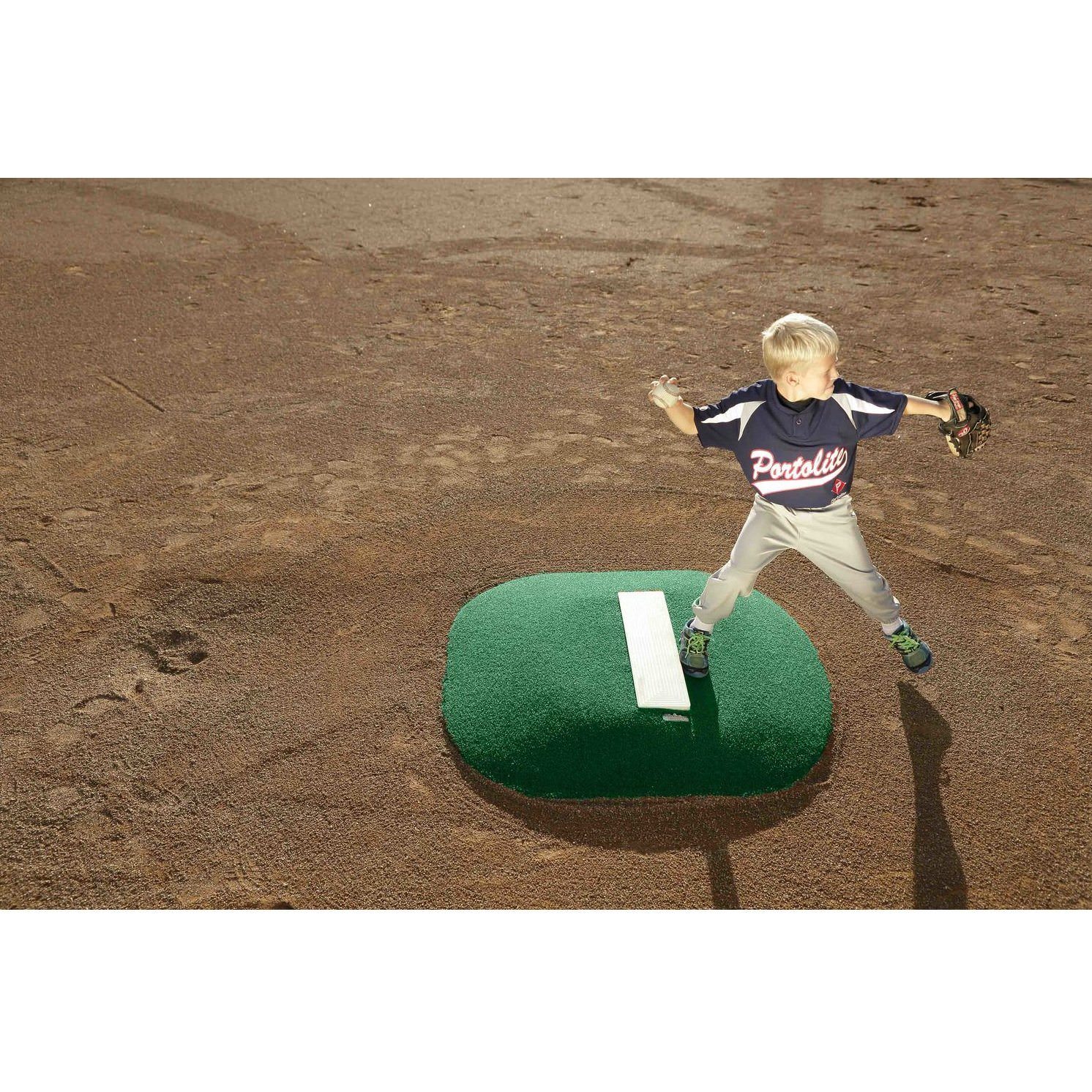 PortoLite 4" Youth Portable Baseball Pitching Mound green turf kid pitching