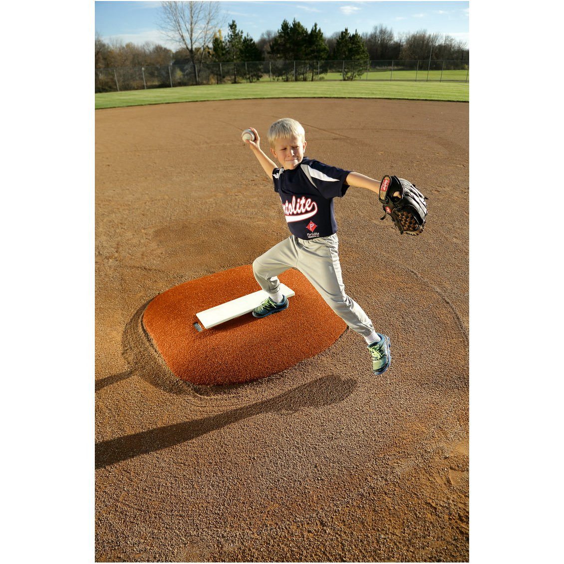PortoLite 4" Youth Portable Baseball Pitching Mound clay turf kid pitching front view