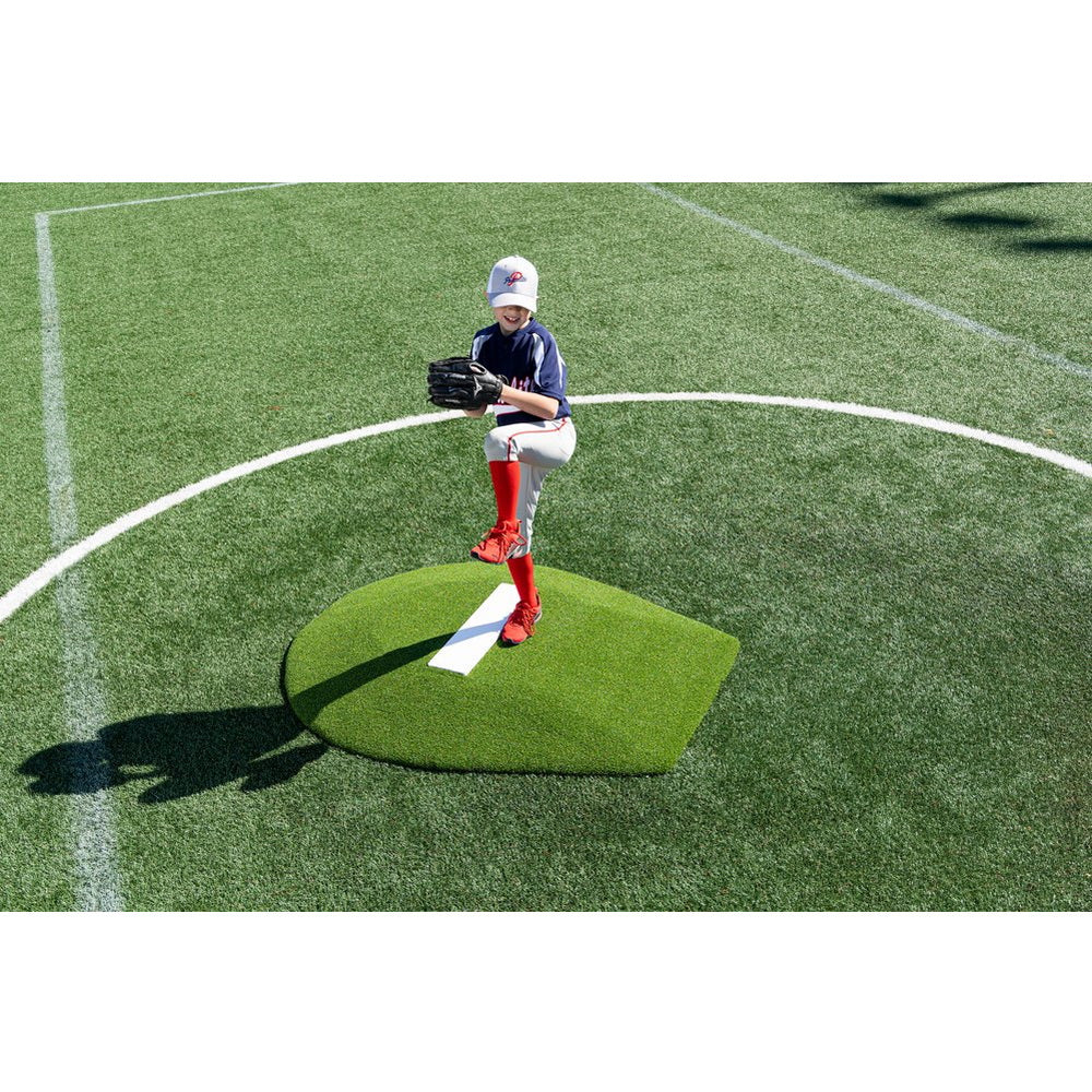 PortoLite 6" Portable Youth Pitching Mound For Baseball green top angle view