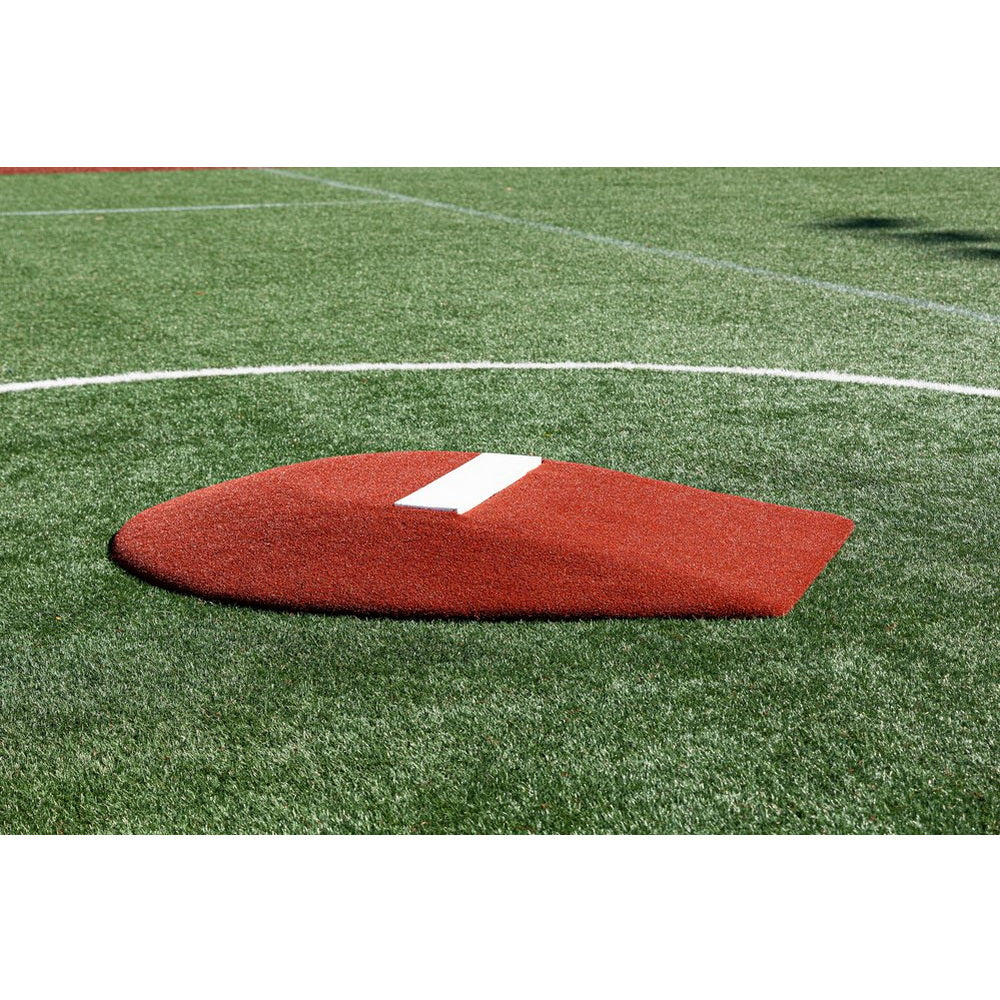 PortoLite 6" Portable Youth Pitching Mound For Baseball red side close up view