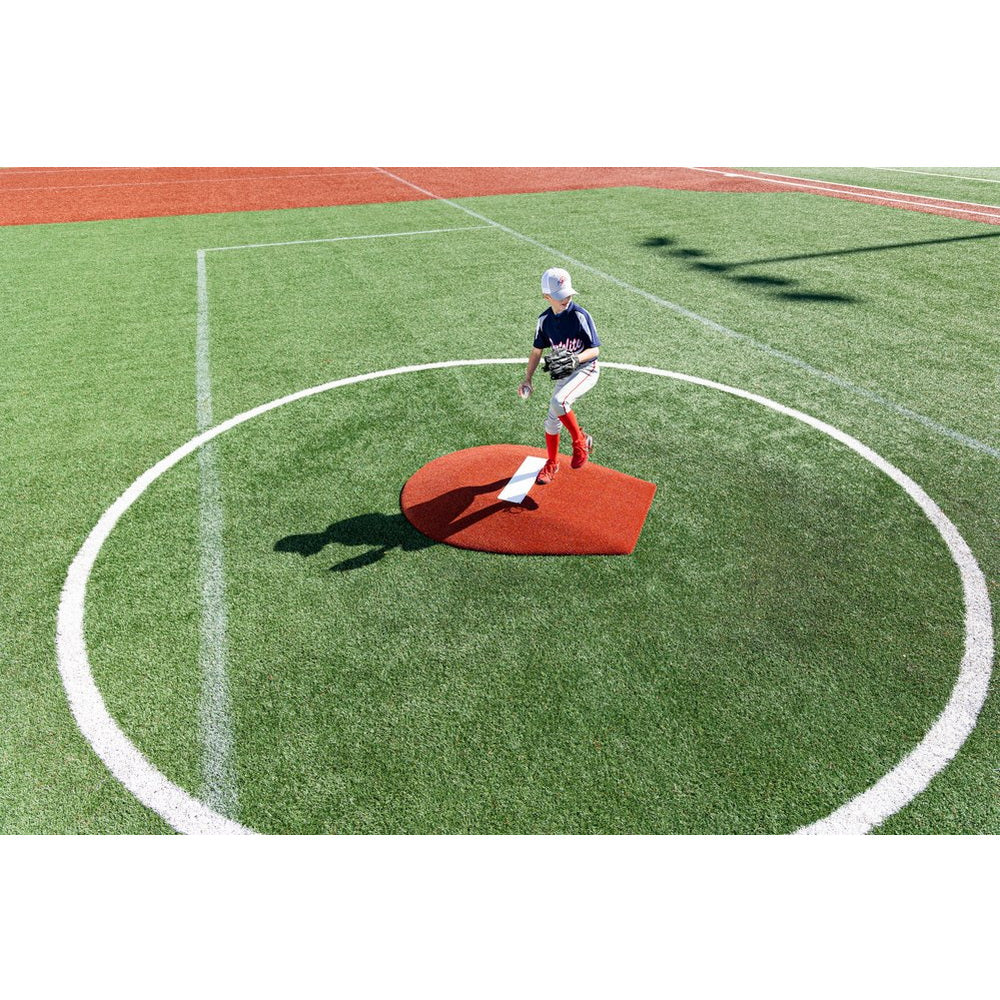 PortoLite 6" Portable Youth Pitching Mound For Baseball red top angle view