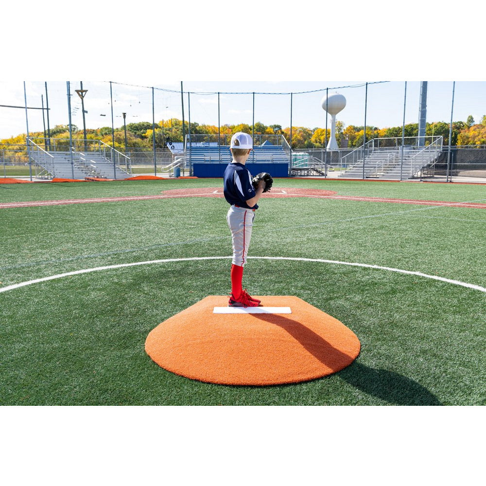 PortoLite 6" Stride Off Portable Youth Pitching Mound For Baseball clay rear view player standing
