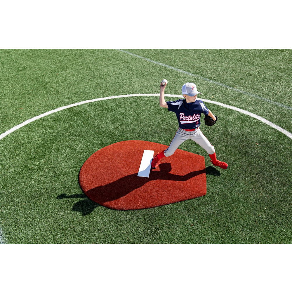 PortoLite 6" Stride Off Portable Youth Pitching Mound For Baseball red top right angle view