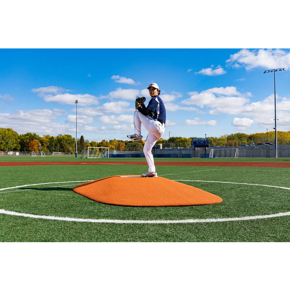 PortoLite 8" Full Length Portable Pitching Mound clay front view pitcher