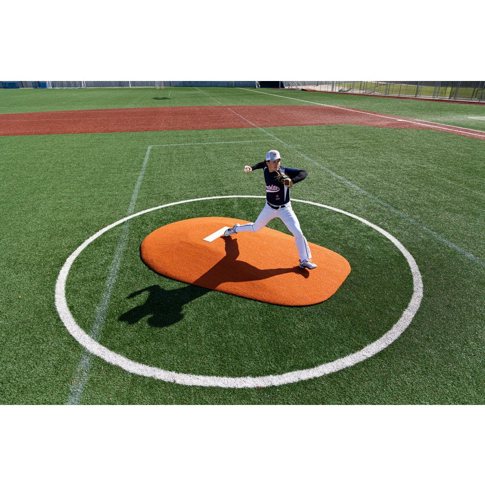 PortoLite 8" Full Length Portable Pitching Mound clay top view pitcher