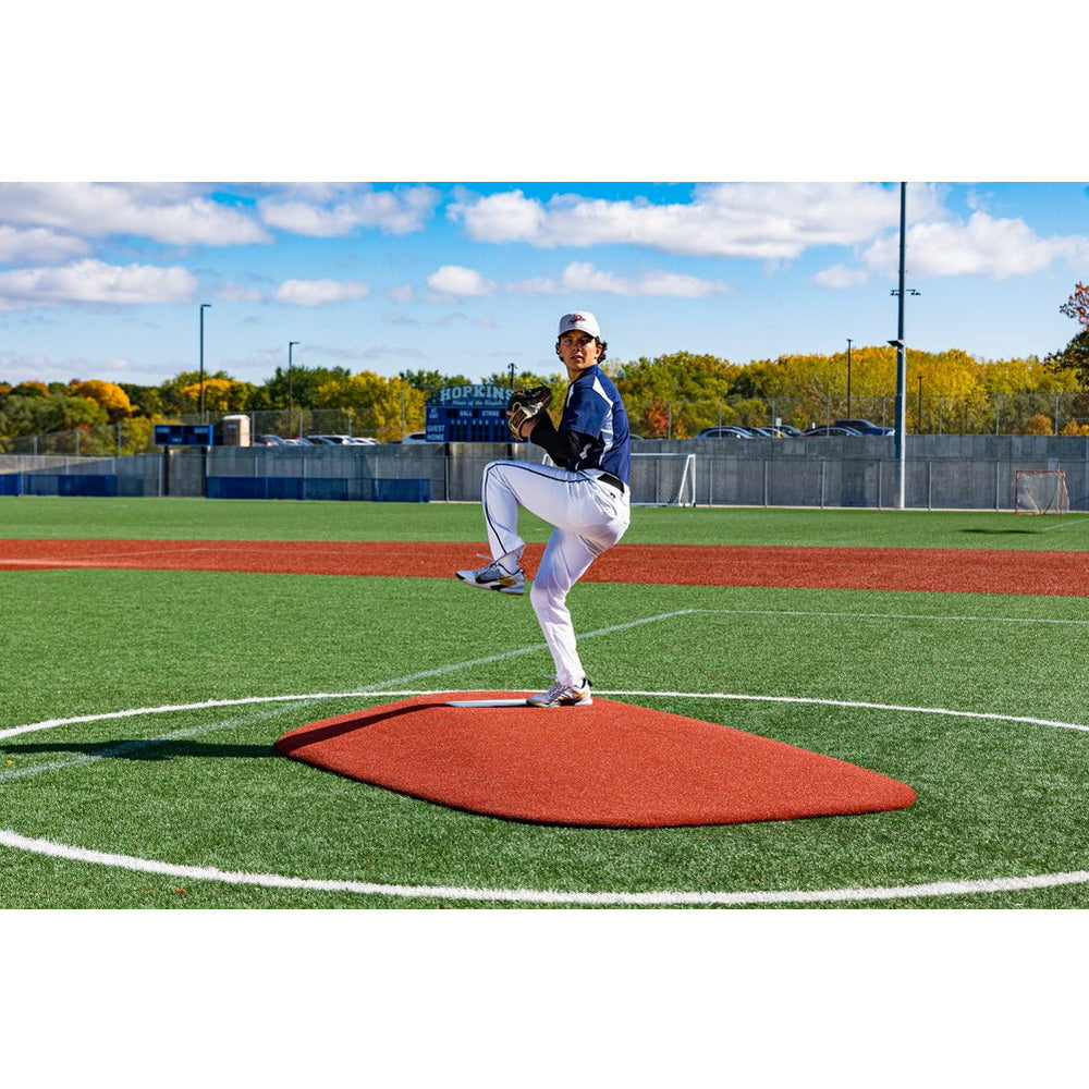 PortoLite 8" Full Length Portable Pitching Mound red front view pitcher