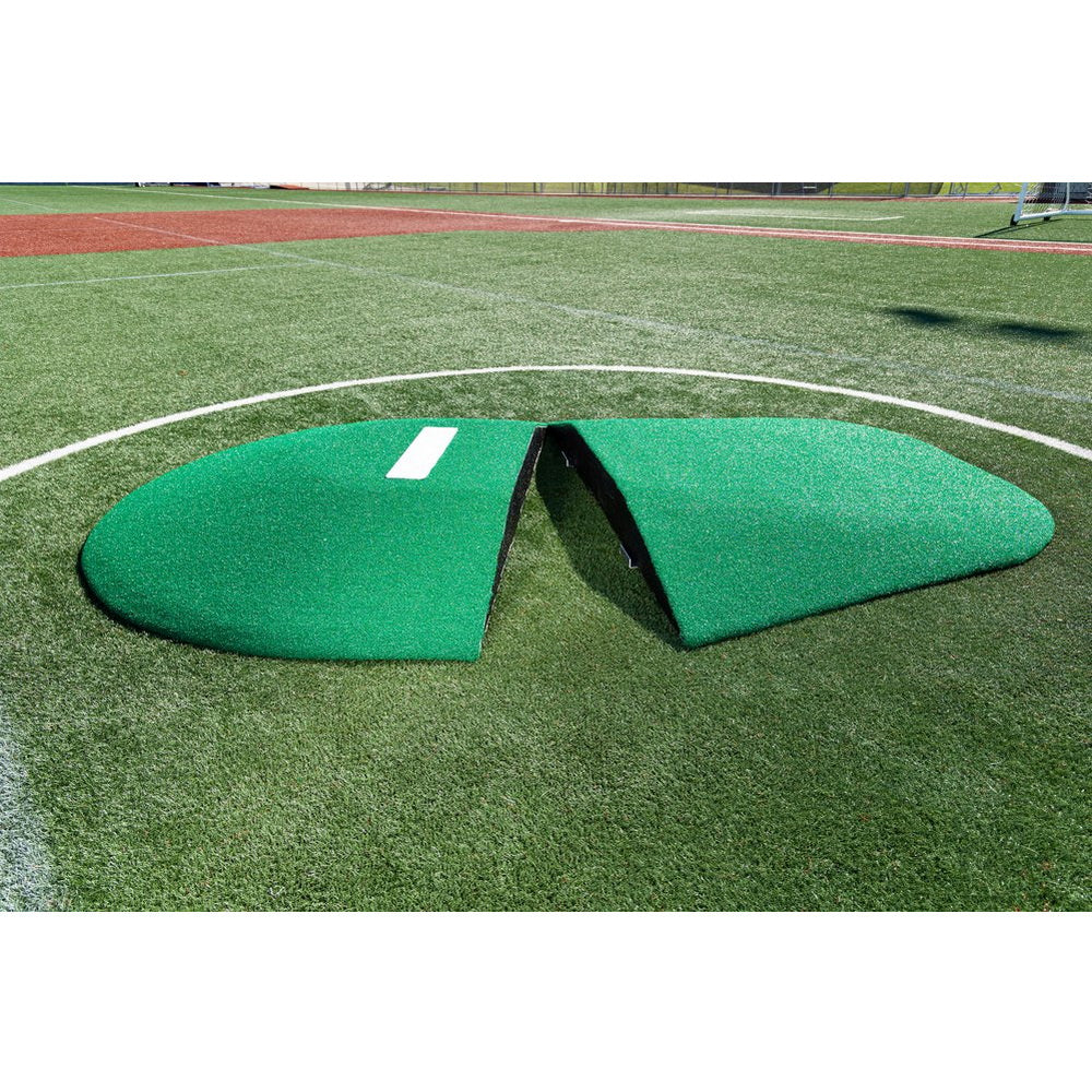PortoLite 8" Two-Piece Portable Pitching Mound green split view