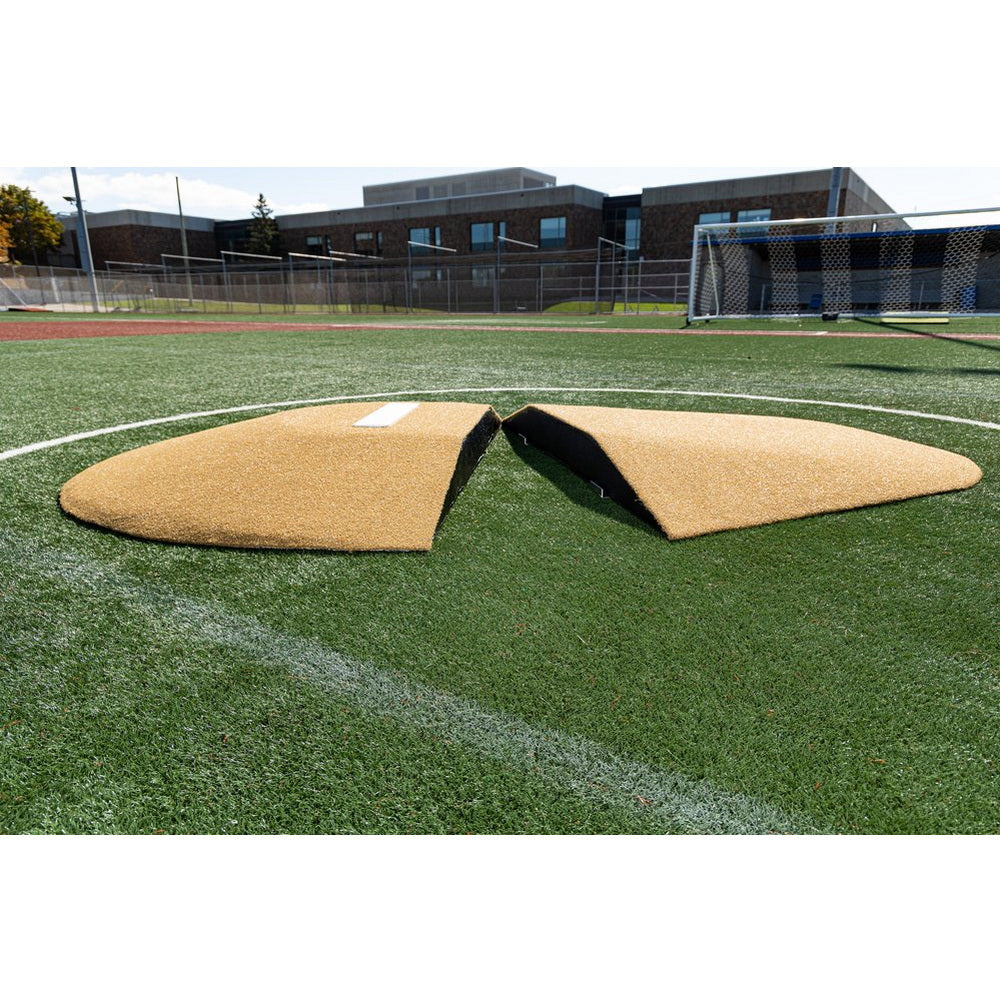 PortoLite Two-Piece 10" Portable Pitching Mound tan split view