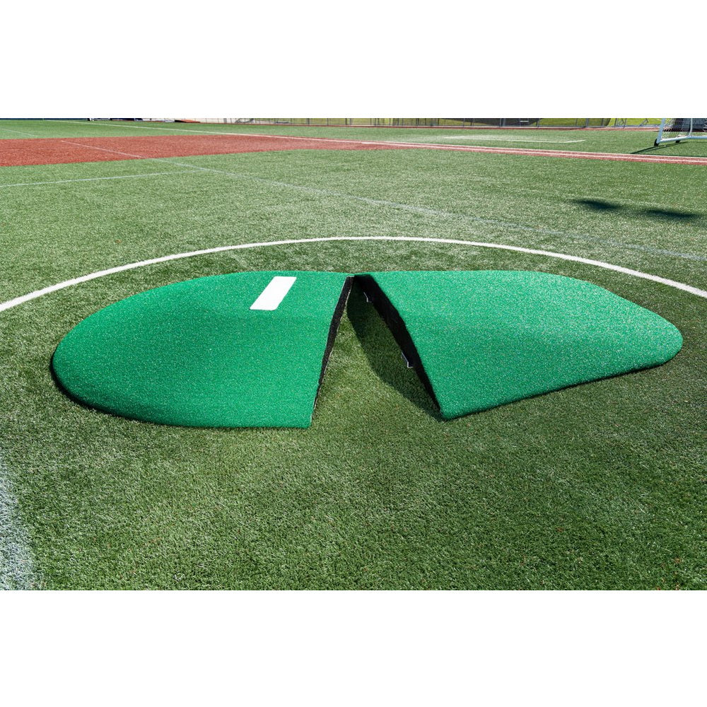 PortoLite Two-Piece 10" Portable Pitching Mound green split view