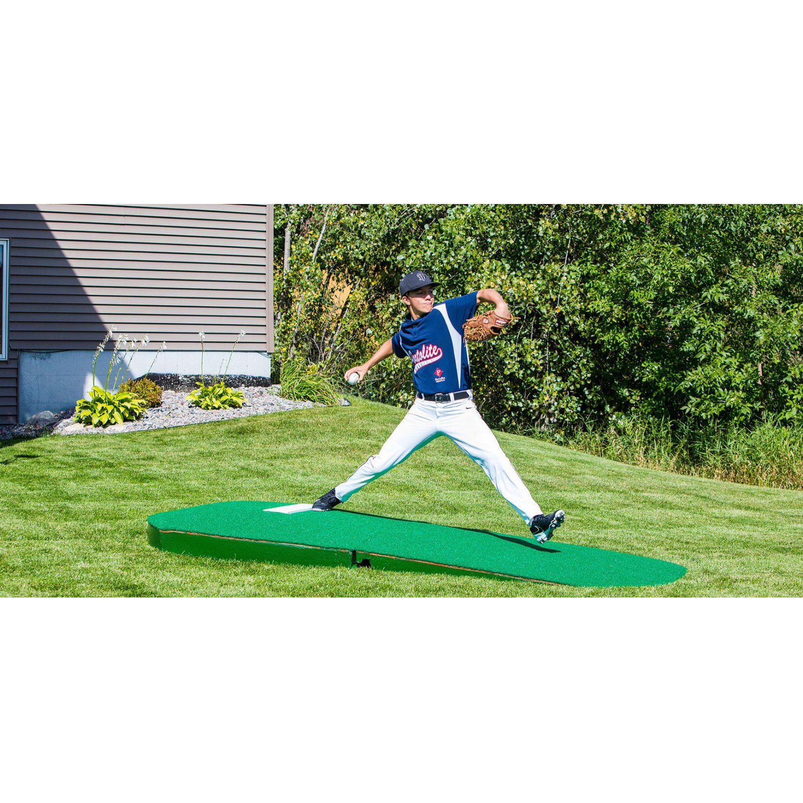 Portolite 10" Full Size 2-Piece Portable Practice Pitching Mound green pitcher stride