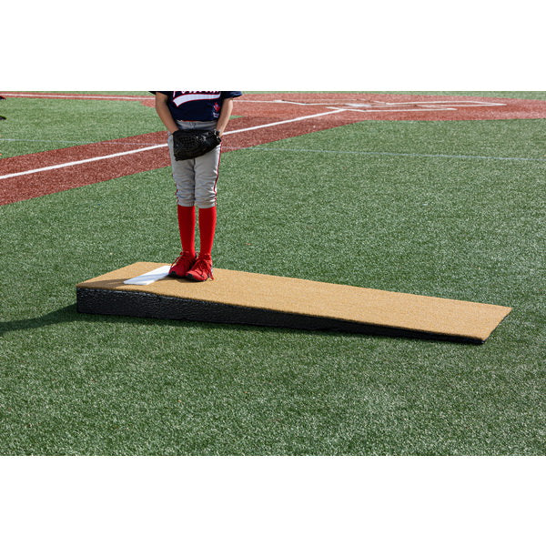 Portolite Jr. Practice Portable Pitching Mound tan pitcher standing