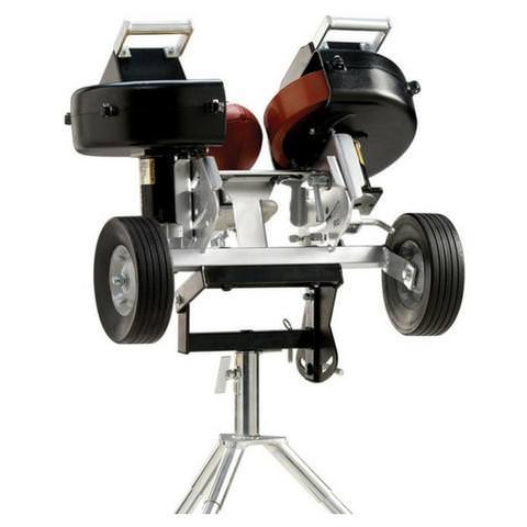 Snap Attack Football Throwing Machine front view with football loaded