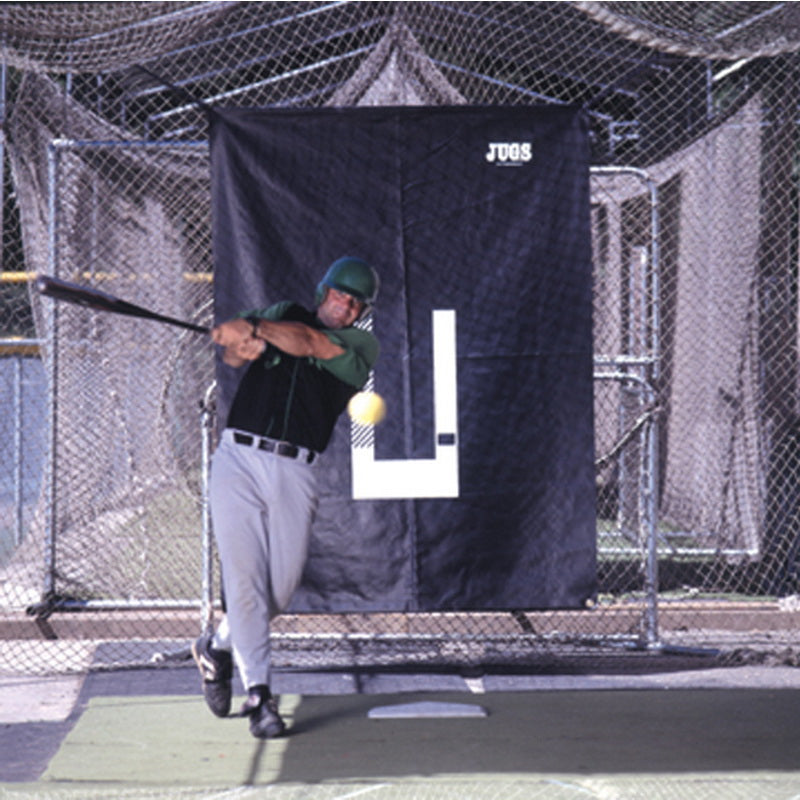 Batting Cage Backdrop and Pitcher's Trainer with Player Batting 