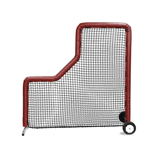 Bullet L-Screen for Baseball 7' x 7' Maroon With Wheels
