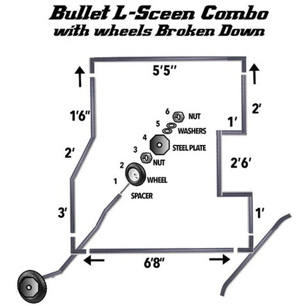 Combo L-Screen for Baseball & Softball 7' x 7' Assembly With Wheels