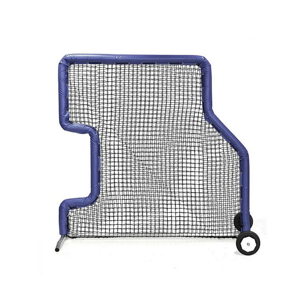 Combo L-Screen for Baseball & Softball 7' x 7'Navy With Wheels