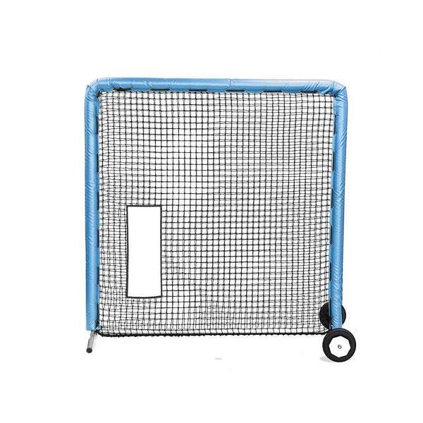 Fast Pitch Softball Bullet Screen 7' x 7' Columbia Blue With Wheels