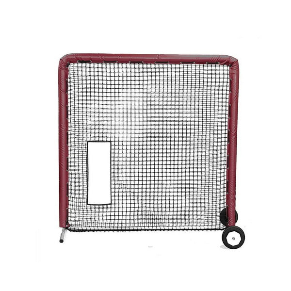 Fast Pitch Softball Bullet Screen 7' x 7' Maroon With Wheels