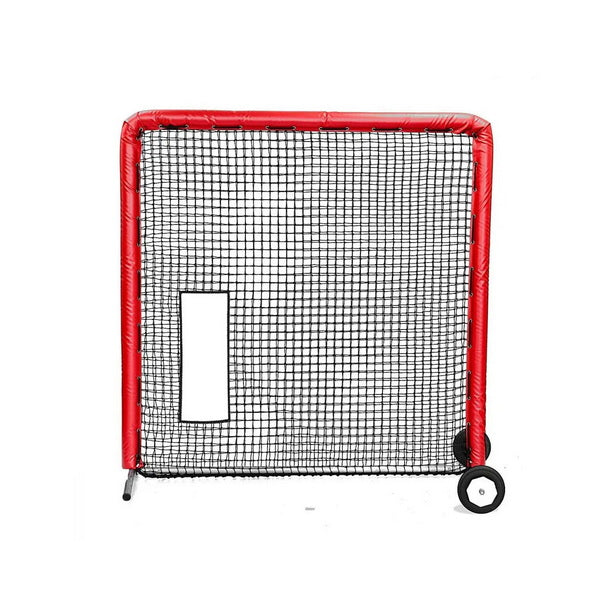 Fast Pitch Softball Bullet Screen 7' x 7' Red With Wheels