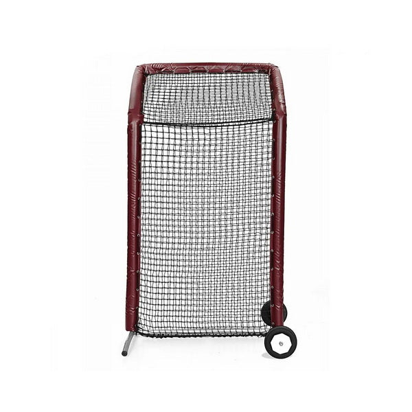Fast Pitch Softball Screen W/ Overhead 8' x 4' Maroon With Wheels
