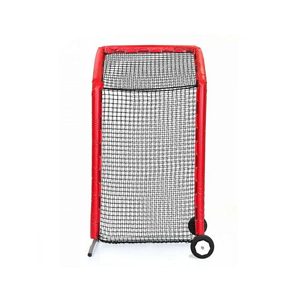 Fast Pitch Softball Screen W/ Overhead 8' x 4' Red With Wheels
