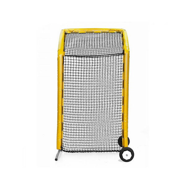 Fast Pitch Softball Screen W/ Overhead 8' x 4' Yellow With Wheels